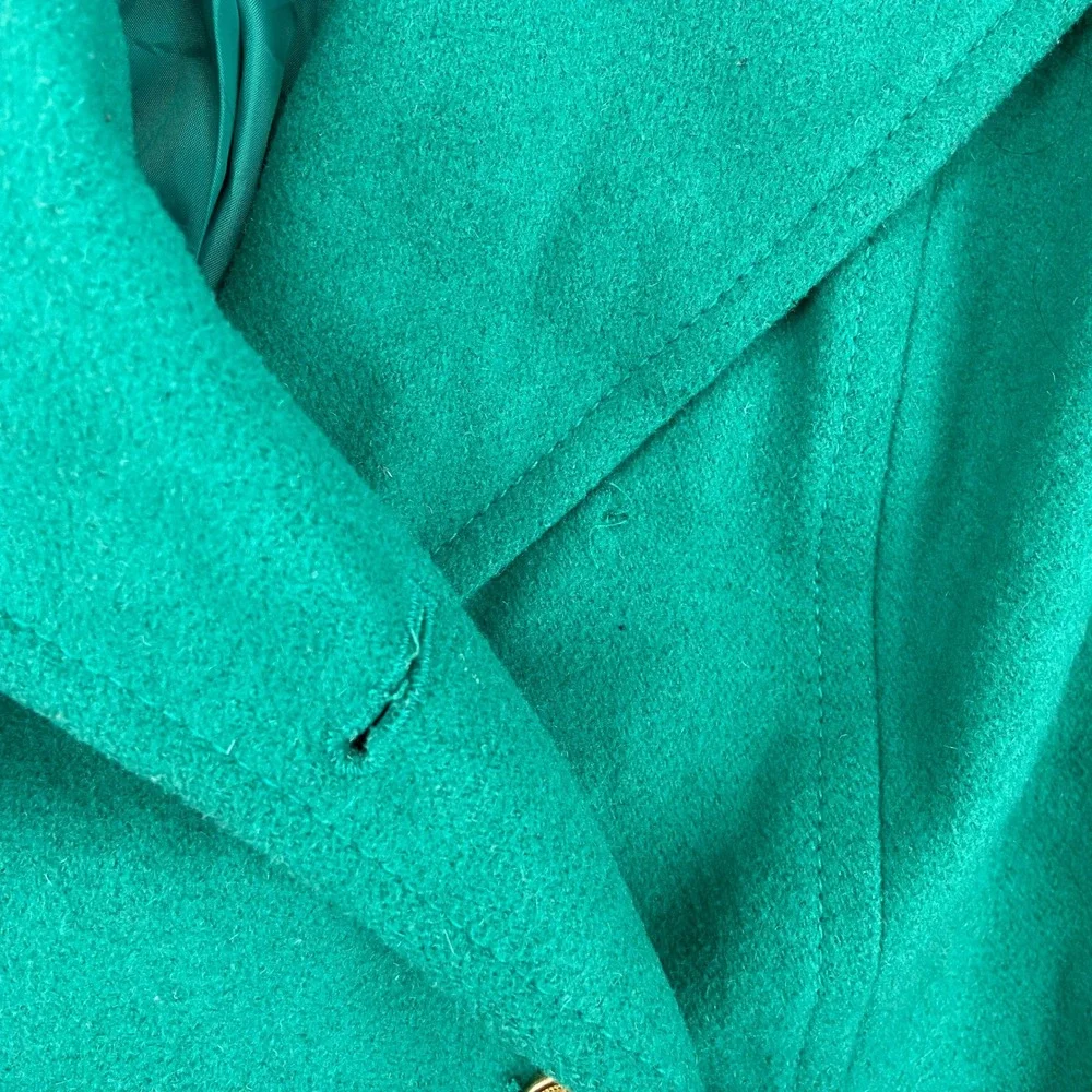 Old Navy Womens‎ Emerald Green Wool Blend Pea Coat Gold Buttons Size Small 4941